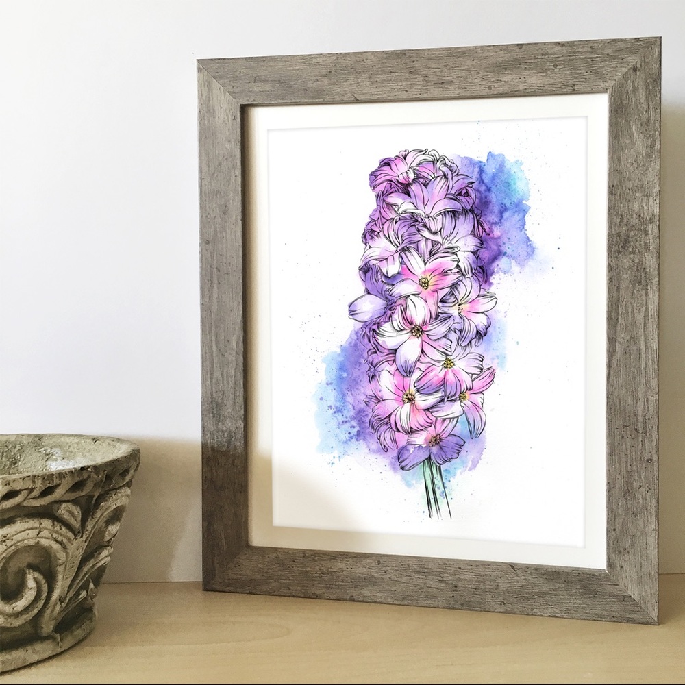 Lilac / hyacinth original watercolor art print